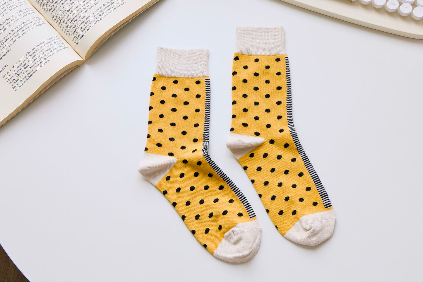 2-Pack Unisex Cotton Crew Socks – Plane, Dot & Stripe Designs