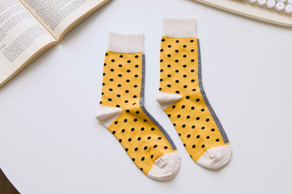 2-Pack Unisex Cotton Crew Socks – Plane, Dot & Stripe Designs