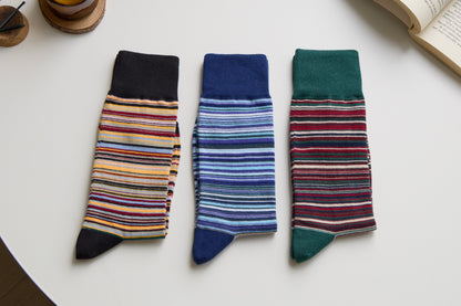Unisex Retro Striped Cotton Crew Socks – Classic Style