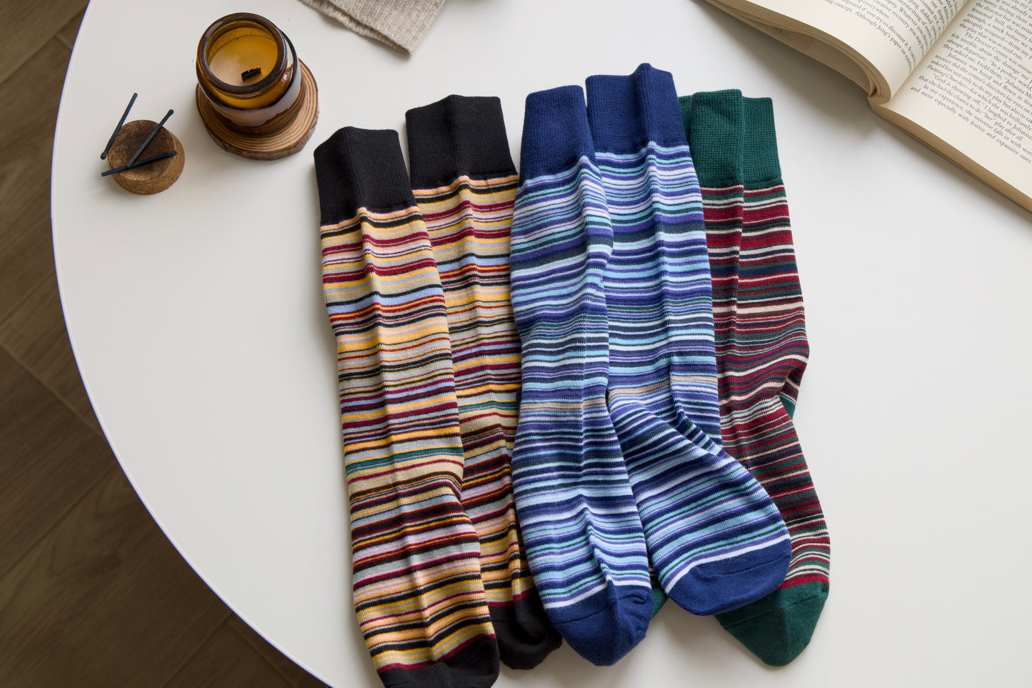 Unisex Retro Striped Cotton Crew Socks – Classic Style