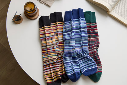 Unisex Retro Striped Cotton Crew Socks – Classic Style