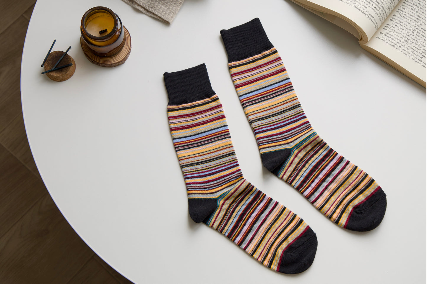 Unisex Retro Striped Cotton Crew Socks – Classic Style