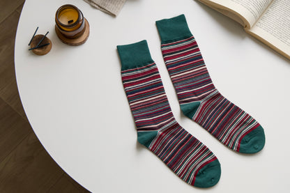 Unisex Retro Striped Cotton Crew Socks – Classic Style