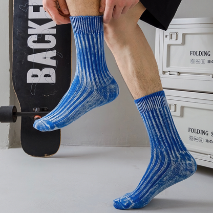2-Pack Vintage Style Gradient Cotton Socks for Men - Trendy Fashion Socks