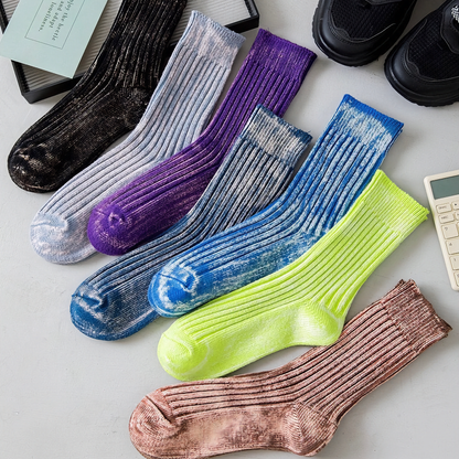 2-Pack Vintage Style Gradient Cotton Socks for Men - Trendy Fashion Socks