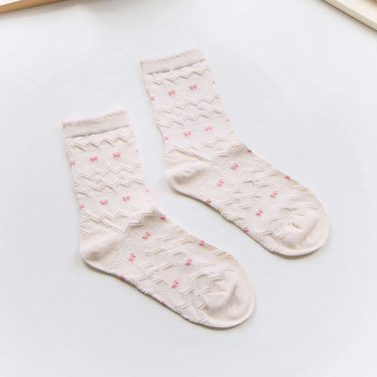 Women’s Bow Cotton Crew Socks – Textured Knit