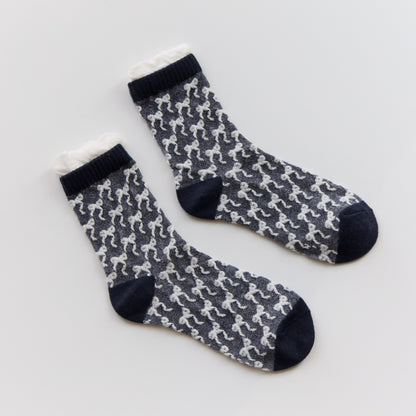 2-Pack Women’s Bow Cotton Crew Socks – Textured Ruffle Knit
