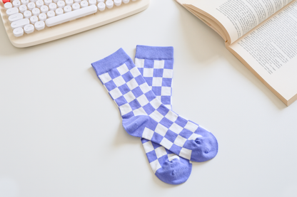 2-Pack Women's Checkered Cotton Socks - Trendy & Soft Crew Socks