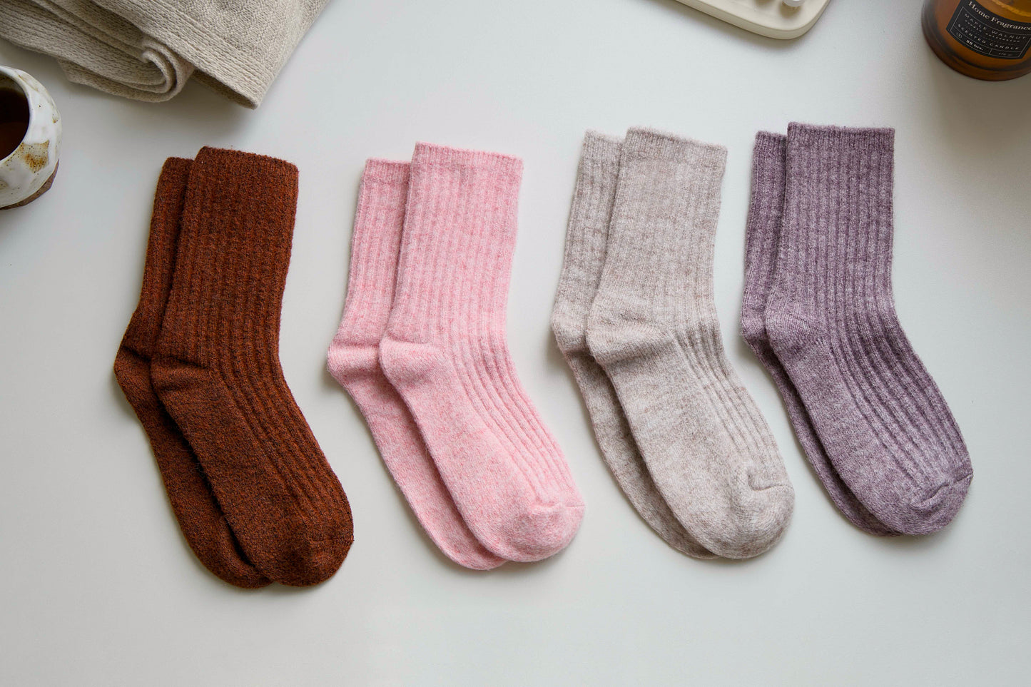 2-Pack Women’s Classic Wool Crew Socks – Cosy Snug Winter Fit