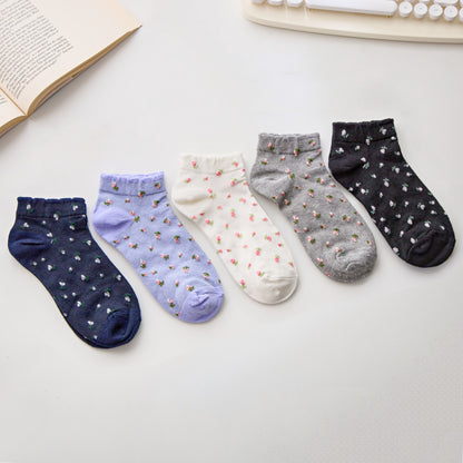 2-Pack Women’s Cotton Floral Ankle Socks – Soft Everyday