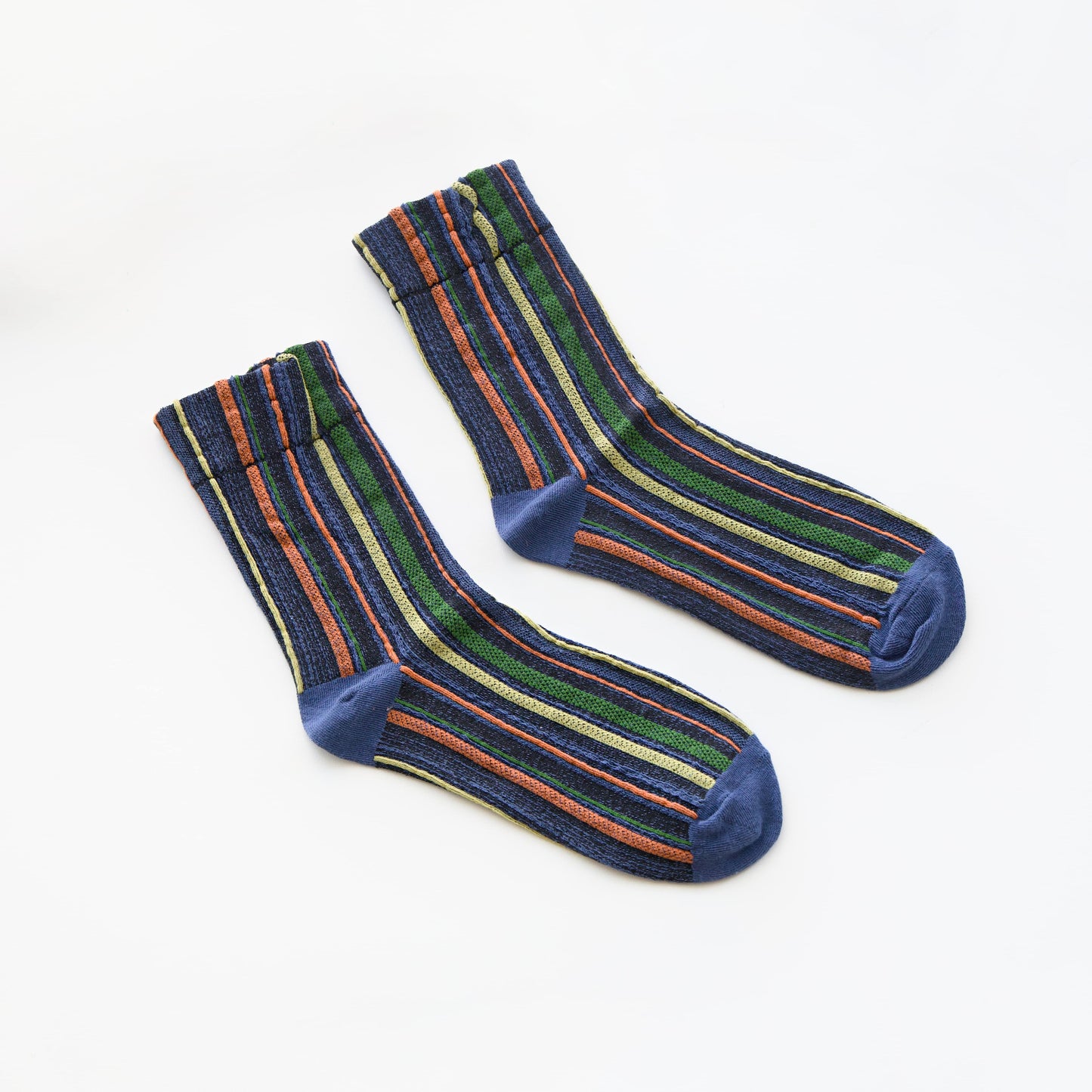 2-Pack Women’s Cotton Striped Crew Socks – Soft Textured Knit