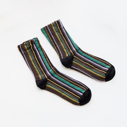 2-Pack Women’s Cotton Striped Crew Socks – Soft Textured Knit