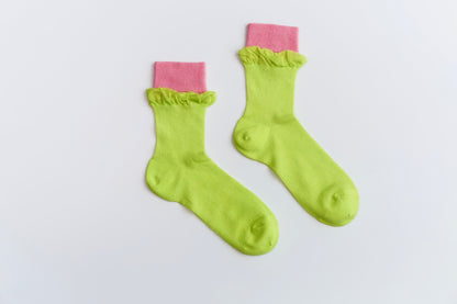 2-Pack Women’s Colorblock Cotton Crew Socks – Lightweight Summer