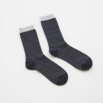2-Pack Women’s Lightweight Cotton Crew Socks – Soft Grid Stripe
