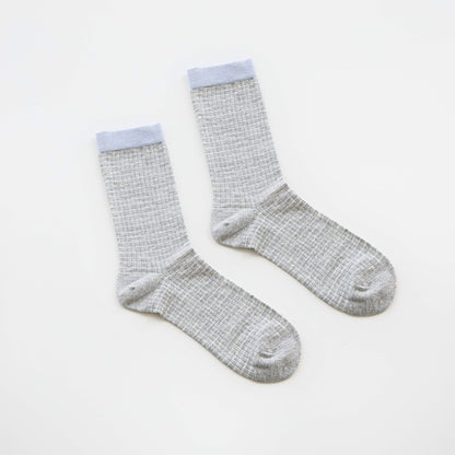 2-Pack Women’s Lightweight Cotton Crew Socks – Soft Grid Stripe