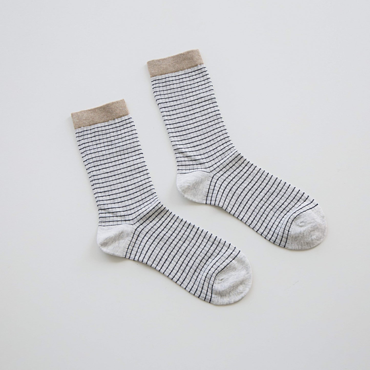 2-Pack Women’s Lightweight Cotton Crew Socks – Soft Grid Stripe