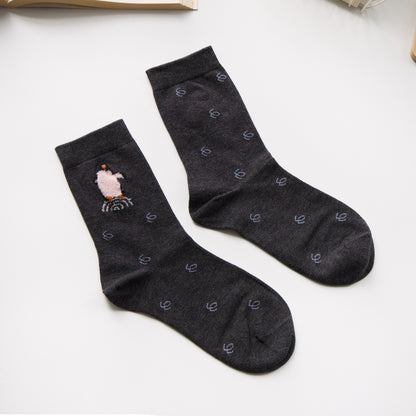 2-Pack Women’s Penguin Cotton Crew Socks – Cute Textured Design