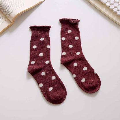 2-Pack Women’s Polka Dot Crew Socks – Wool Blend