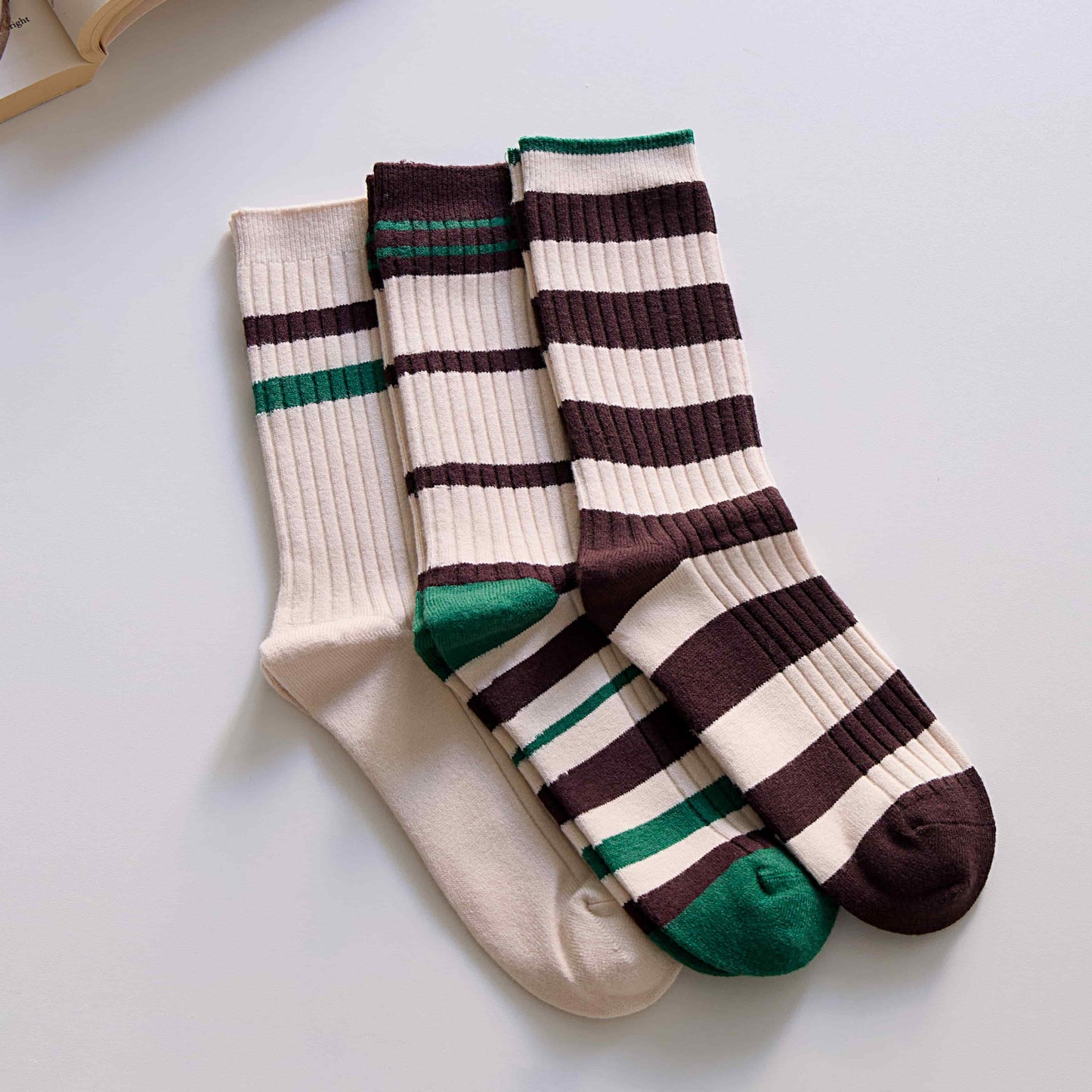 3-Pack Women’s Retro Striped Crew Socks – Cashmere Blend