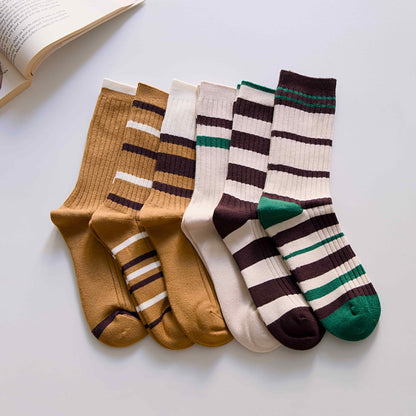 3-Pack Women’s Retro Striped Crew Socks – Cashmere Blend