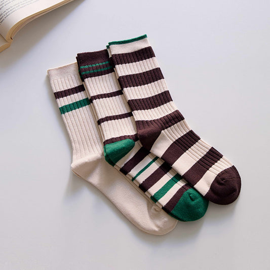 3-Pack Women’s Retro Striped Crew Socks – Cashmere Blend