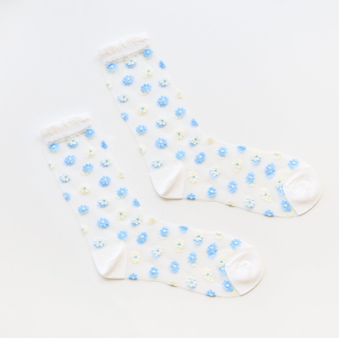2-Pack Women's Sheer Floral Crew Socks – Lightweight Mesh