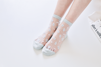 2-Pack Women's Sheer Socks - Summer Breathable Starfish & Seashell