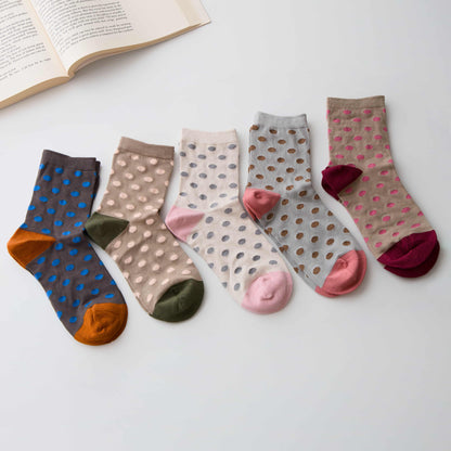 2-Pack Women’s Silk Blend Polka Dot Crew Socks – Soft & Breathable