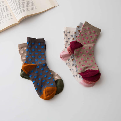 2-Pack Women’s Silk Blend Polka Dot Crew Socks – Soft & Breathable