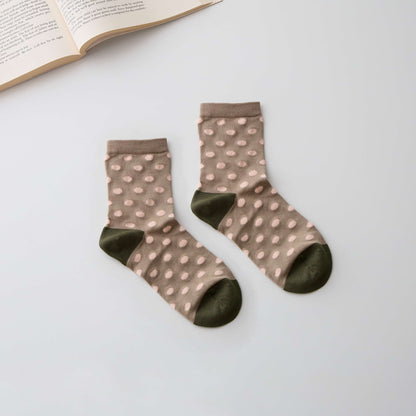 2-Pack Women’s Silk Blend Polka Dot Crew Socks – Soft & Breathable