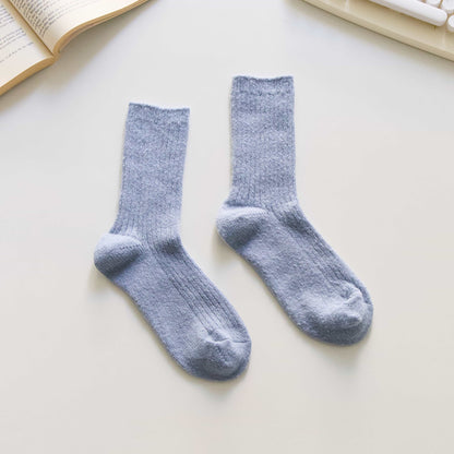 2-Pack Women’s Wool Blend Crew Socks – Solid Cool-Tone Colours