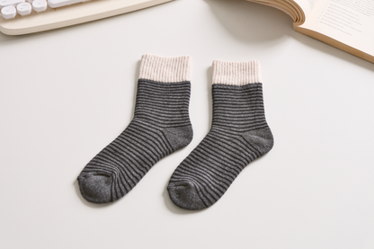 2-Pack Women's Striped Cotton Socks - Soft, Breathable & Stylish