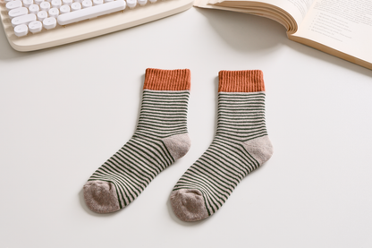 2-Pack Women's Striped Cotton Socks - Soft, Breathable & Stylish