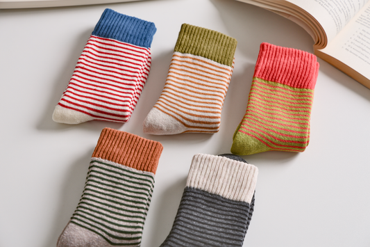 2-Pack Women's Striped Cotton Socks - Soft, Breathable & Stylish