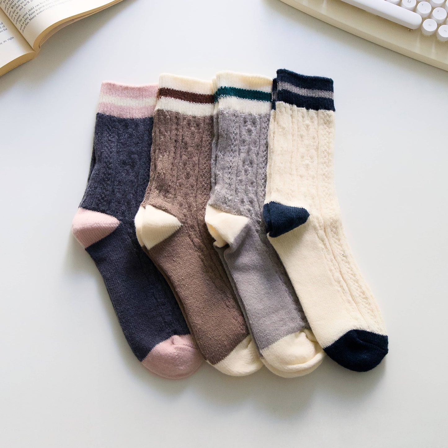2-Pack Women’s Wool Blend Crew Socks – Soft Knit Warm