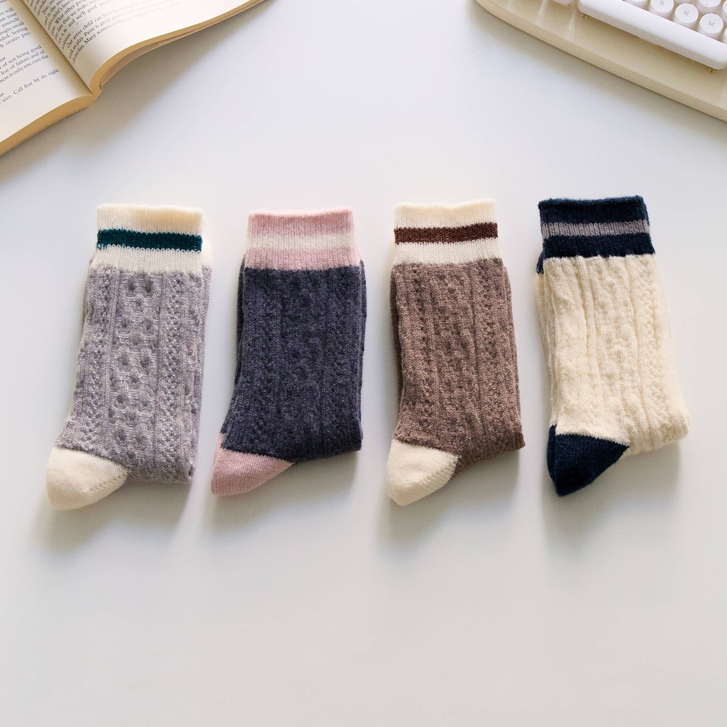 2-Pack Women’s Wool Blend Crew Socks – Soft Knit Warm