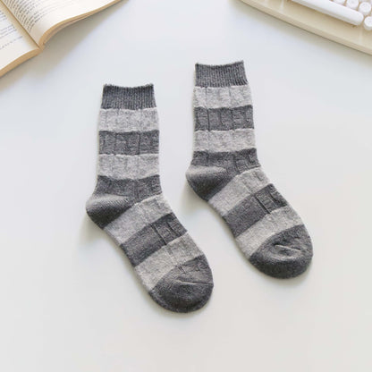 2-Pack Women’s Wool Blend Striped Crew Socks – Soft & Warm Knit