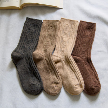 2-Pack Women’s Wool & Cashmere Socks – Diamond Knit Winter Style