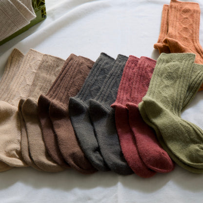 2-Pack Women’s Wool & Cashmere Socks – Diamond Knit Winter Style