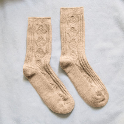 2-Pack Women’s Wool & Cashmere Socks – Diamond Knit Winter Style