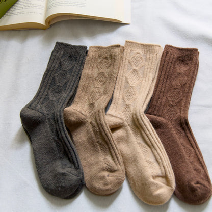 2-Pack Women’s Wool & Cashmere Socks – Diamond Knit Winter Style