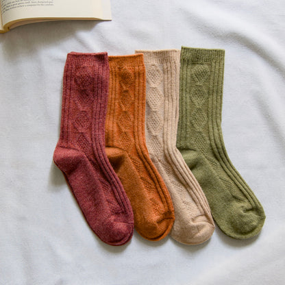 2-Pack Women’s Wool & Cashmere Socks – Diamond Knit Winter Style