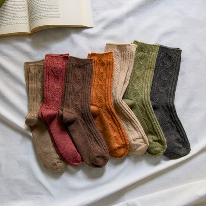 2-Pack Women’s Wool & Cashmere Socks – Diamond Knit Winter Edition