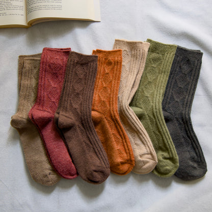 2-Pack Women’s Wool & Cashmere Socks – Diamond Knit Winter Style