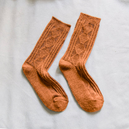 2-Pack Women’s Wool & Cashmere Socks – Diamond Knit Winter Style