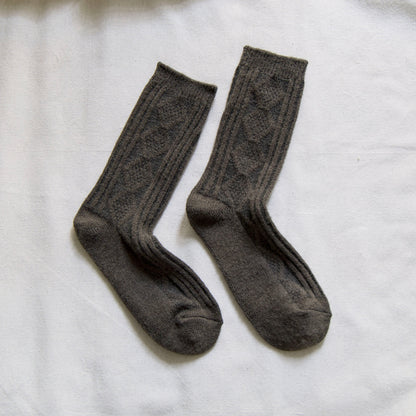 2-Pack Women’s Wool & Cashmere Socks – Diamond Knit Winter Style