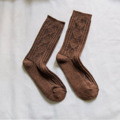 2-Pack Women’s Wool & Cashmere Socks – Diamond Knit Winter Style