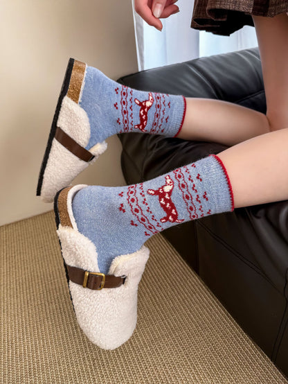 2-Pack Women's Wool Socks - Warm Dachshund Pattern Winter Socks