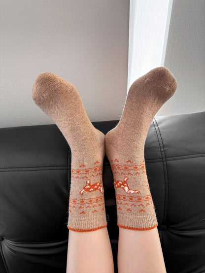 2-Pack Women's Wool Socks - Warm Dachshund Pattern Winter Socks