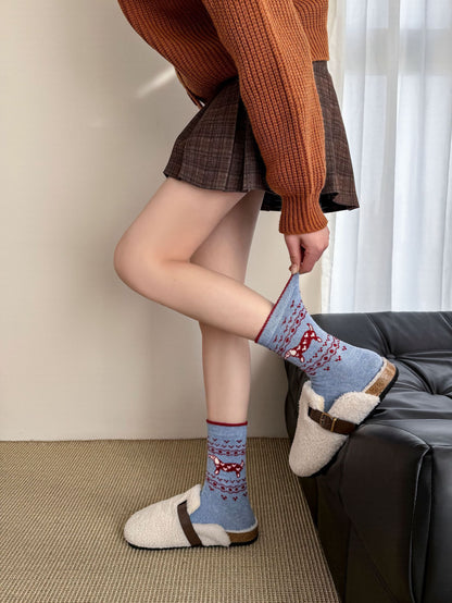 2-Pack Women's Wool Socks - Warm Dachshund Pattern Winter Socks